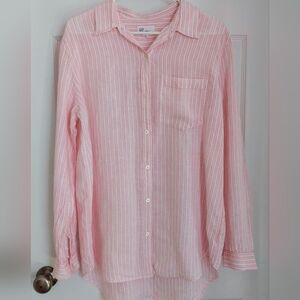 GAP Women's Light Pink Striped Button Down Shirt, Tall Size